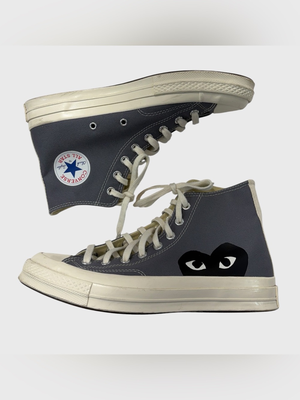 Comme Des Garcons x Converse Grey High Top Chucks Size EU 42 M 8.5 W 10.5